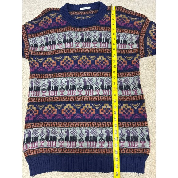 Alpaca Vibrant Cozy Geometric Alpaca Knit Crew Neck Sweater Men's Size M - Picture 5 of 5